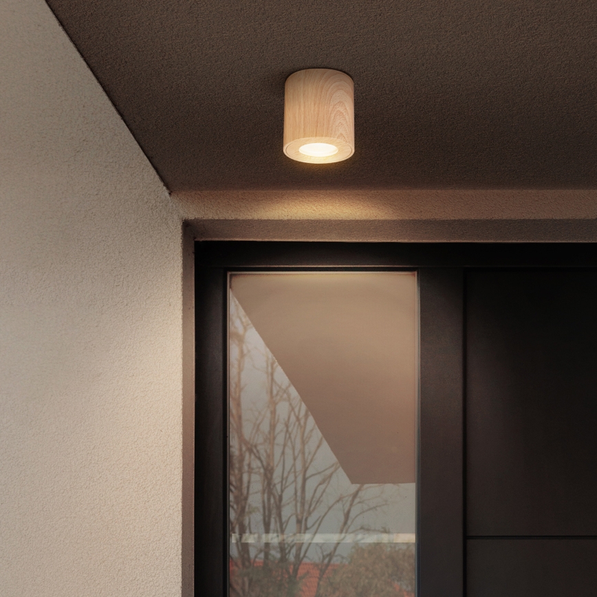 Brilagi - LED RGBW himmennettävä kylpyhuonevalaisin MIA 1xGU10/4,8W/230V 3000K 84x80 mm tammi-dekori IP44 + kaukosäädin