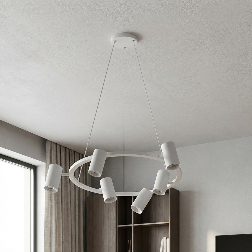 BRILAGI - SELE LED RGBW himmennettävä riippuvalaisin kaapelilla 6xGU10/6,5W/230V 2700-6500K, valkoinen + kaukosäädin