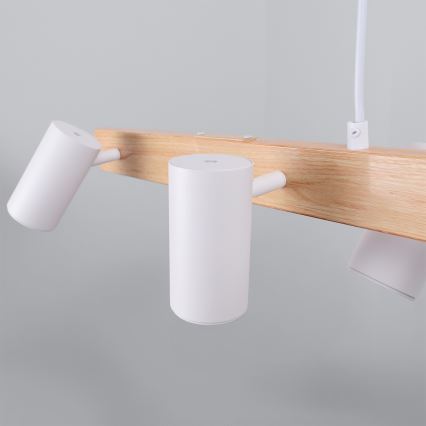 BRILAGI - LED RGBW himmennettävä riippuvalaisin vaijerilla SELE 6xGU10/6,5W/230V 2700-6500K valkoinen/tammi-kuvio + kaukosäädin