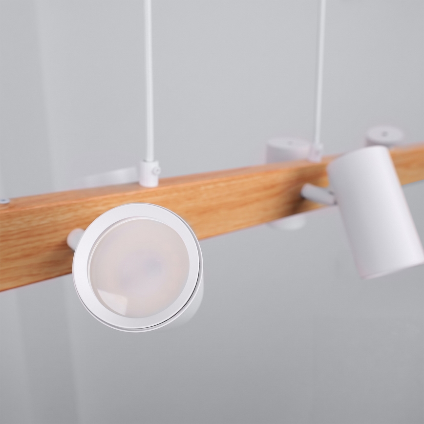 BRILAGI - LED RGBW himmennettävä riippuvalaisin vaijerilla SELE 6xGU10/6,5W/230V 2700-6500K valkoinen/tammi-kuvio + kaukosäädin
