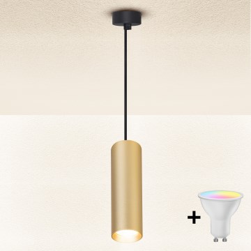 Brilagi - LED RGBW himmennettävä riippuvalaisin vaijerilla SELE 1xGU10/6W/230V 3000K musta/kultainen + kaukosäädin