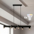 BRILAGI - LED RGBW himmennettävä riippuvalaisin vaijerilla SELE 6xGU10/6,5W/230V 2700-6500K musta + kaukosäädin
