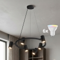 BRILAGI - LED RGBW himmennettävä riippuvalaisin vaijerilla SELE 6xGU10/6,5W/230V 2700-6500K musta + kaukosäädin