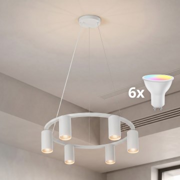 BRILAGI - LED RGBW himmennettävä riippuvalaisin vaijerilla SELE 6xGU10/6,5W/230V 2700-6500K valkoinen + kaukosäädin
