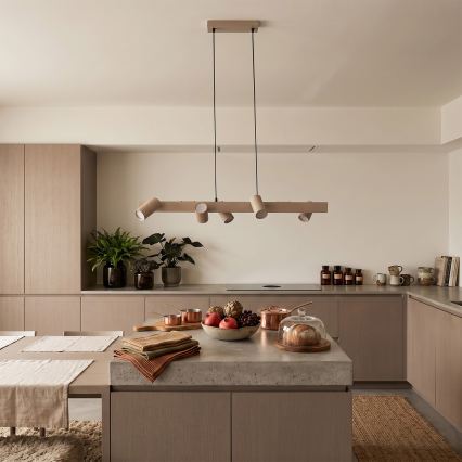 BRILAGI - LED RGBW himmennettävä riippuvalaisin kaapelilla SELE 6xGU10/6,5W/230V 2700-6500K beige + kaukosäädin