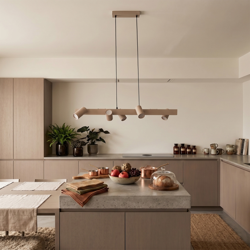 BRILAGI - LED RGBW himmennettävä riippuvalaisin kaapelilla SELE 6xGU10/6,5W/230V 2700-6500K beige + kaukosäädin