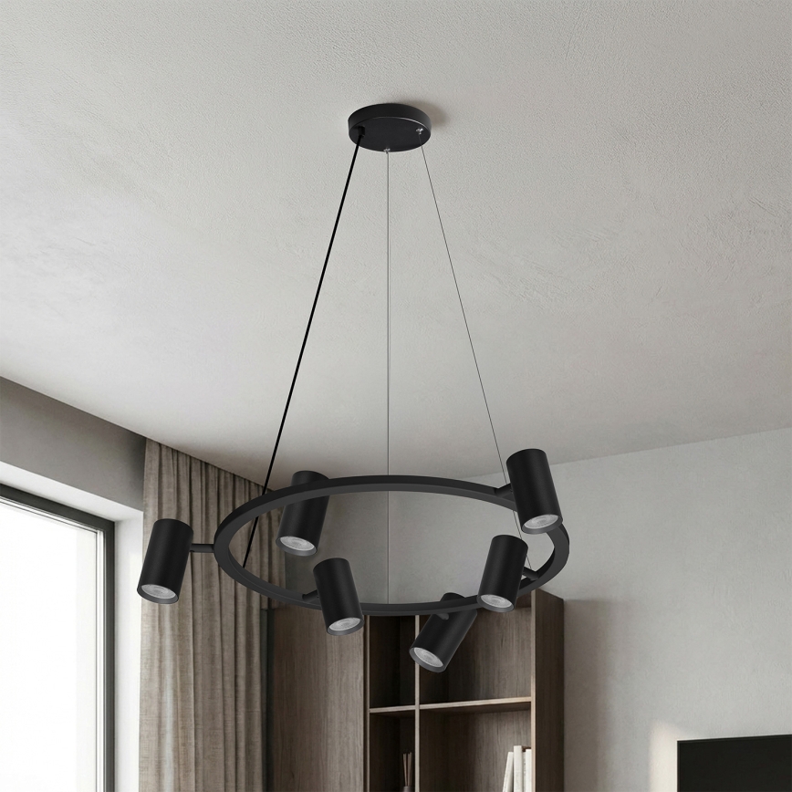 BRILAGI - LED RGBW himmennettävä riippuvalaisin vaijerilla SELE 6xGU10/6,5W/230V 2700-6500K musta + kaukosäädin