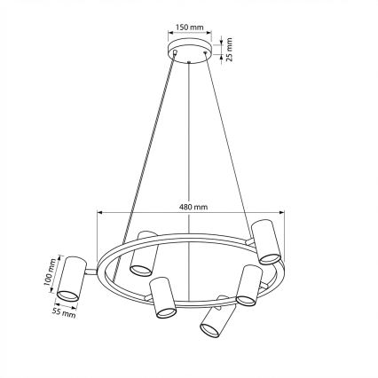BRILAGI - LED RGBW himmennettävä riippuvalaisin vaijerilla SELE 6xGU10/6,5W/230V 2700-6500K musta + kaukosäädin