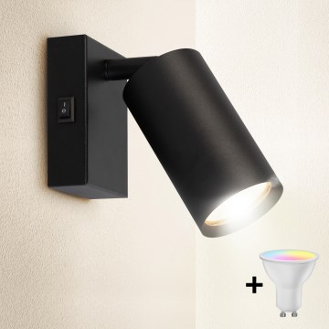 Brilagi - LED RGBW himmennettävä seinään asennettava kohdevalaisin SELE 1xGU10/4,8W/230V 3000K musta + kaukosäädin