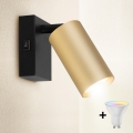 Brilagi - LED RGBW himmennettävä seinälle asennettava kohdevalaisin SELE 1xGU10/4,8W/230V 3000K musta/kultainen + kaukosäädin
