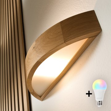 Brilagi - LED RGBW himmennettävä seinävalaisin CARVALHO 1xE27/9W/230V 2700-6500K Wi-Fi tammi