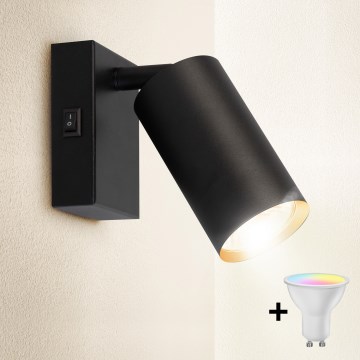 Brilagi - LED RGBW himmennettävä seinävalaisin SELE 1xGU10/4,8W/230V 3000K musta/kultainen + kaukosäädin