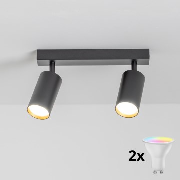 Brilagi - LED RGBW himmennettävä SELE-kohdevalaisin 2xGU10/4,8W/230V 3000K musta/kulta + kaukosäädin