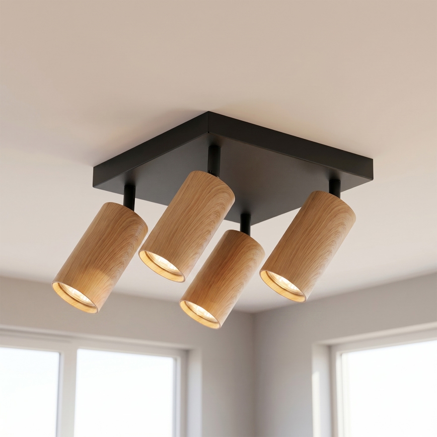 BRILAGI - LED RGBW himmennettävä kohdevalaisin SELE SQUARE 4xGU10/6,5W/230V 2700-6500K musta/tammi-dekori