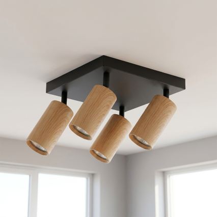 BRILAGI - LED RGBW himmennettävä kohdevalaisin SELE SQUARE 4xGU10/6,5W/230V 2700-6500K musta/tammi-dekori