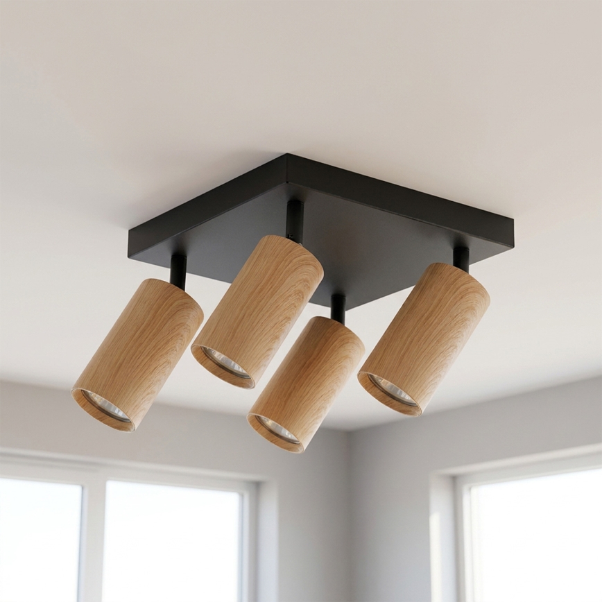 BRILAGI - LED RGBW himmennettävä kohdevalaisin SELE SQUARE 4xGU10/6,5W/230V 2700-6500K musta/tammi-dekori