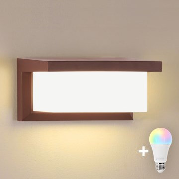 Brilagi - LED RGBW himmennettävä ulkoseinävalaisin BRICKY 1xE27/15W/230V 2700-6500K IP54 ruskea