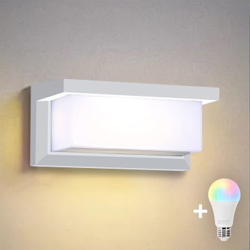Brilagi - LED RGBW himmennettävä ulkoseinävalaisin BRICKY 1xE27/15W/230V 2700-6500K IP54 valkoinen