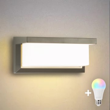 Brilagi - LED RGBW himmennettävä ulkoseinävalaisin BRICKY 1xE27/9W/230V 2700-6500K IP54 harmaa
