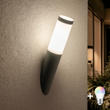 BRILAGI - LED RGBW Himmennettävä ulkoseinävalaisin ELIA 1xE27/6,5W/230V 2700-6500K IP44 Wi-Fi antrasiitti