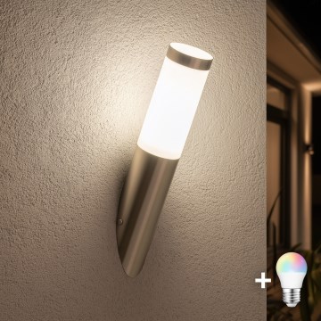 BRILAGI - LED RGBW himmennettävä ulkoseinävalaisin ELIA 1xE27/6,5W/230V 2700-6500K IP44 Wi-Fi mattakromi