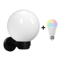 Brilagi - LED RGBW himmennettävä ulkoseinävalaisin HARBOR 1xE27/9W/230V 2700–6500K IP33 musta/valkoinen