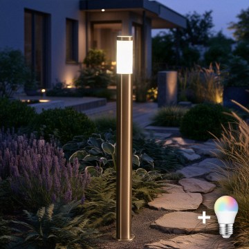 BRILAGI - LED RGBW Himmennettävä ulkovalaisin ELIA 1xE27/6,5W/230V 2700-6500K IP44 Wi-Fi 100 cm mattakromi