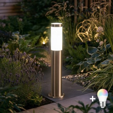 BRILAGI - LED RGBW himmennettävä ulkovalaisin ELIA 1xE27/6,5W/230V 2700-6500K IP44 Wi-Fi 50 cm mattakromi