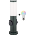 Brilagi - LED RGBW himmennettävä ulkovalaisin, jossa on 2 pistorasiaa, 1xE27/15W/230V, 2700-6500K, IP44, 40 cm, antrasiitti