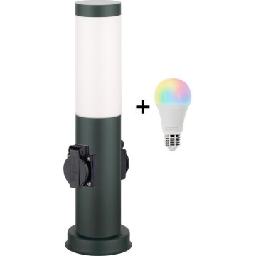 Brilagi - LED RGBW himmennettävä ulkovalaisin, jossa on 2 pistorasiaa, 1xE27/15W/230V, 2700-6500K, IP44, 40 cm, antrasiitti