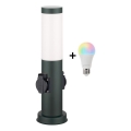 Brilagi - LED RGBW himmennettävä ulkovalaisin, jossa on 2 pistorasiaa, 1xE27/9W/230V, 2700-6500K, IP44, 40 cm, antrasiitti