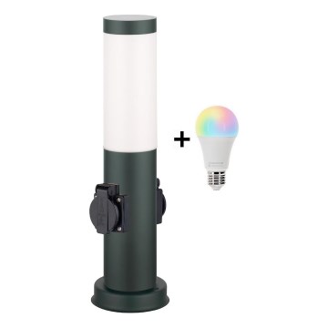 Brilagi - LED RGBW himmennettävä ulkovalaisin, jossa on 2 pistorasiaa, 1xE27/9W/230V, 2700-6500K, IP44, 40 cm, antrasiitti