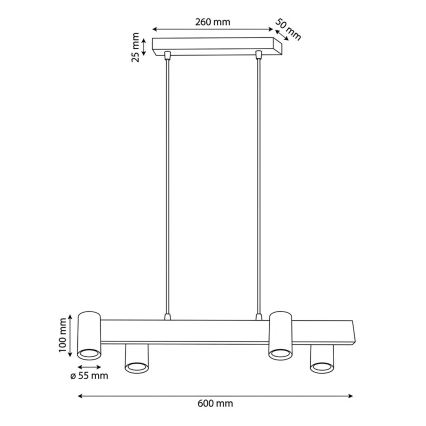 BRILAGI - LED RGBW himennettävä riippuvalaisin kaapelilla SELE 4xGU10/6,5W/230V 2700-6500K beige