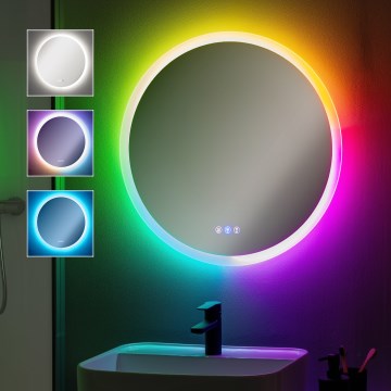 Brilagi - LED RGBW Lämmityksellä varustettu kylpyhuonepeili CLARA PRO LED/18,5W/230V halkaisija 60 cm IP44 CRI 90 himmennettävä + CCT