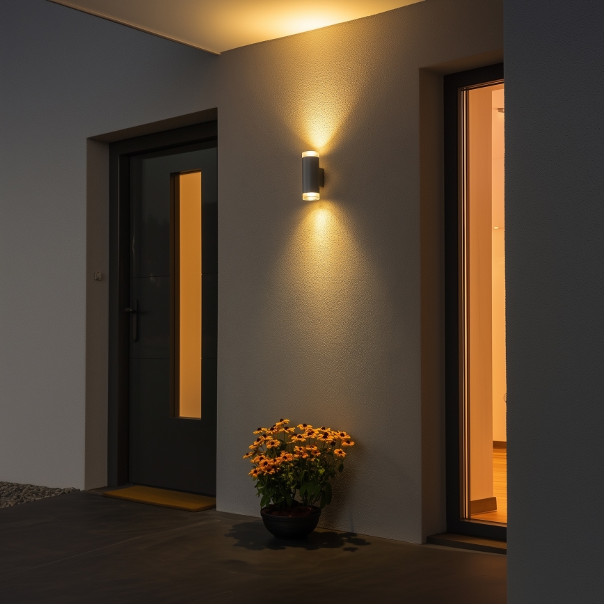 Brilagi - LED RGBW himmennettävä ulkoseinävalaisin MATERA 2xGU10/4,8W/230V 3000K IP54 harmaa + kauko-ohjain