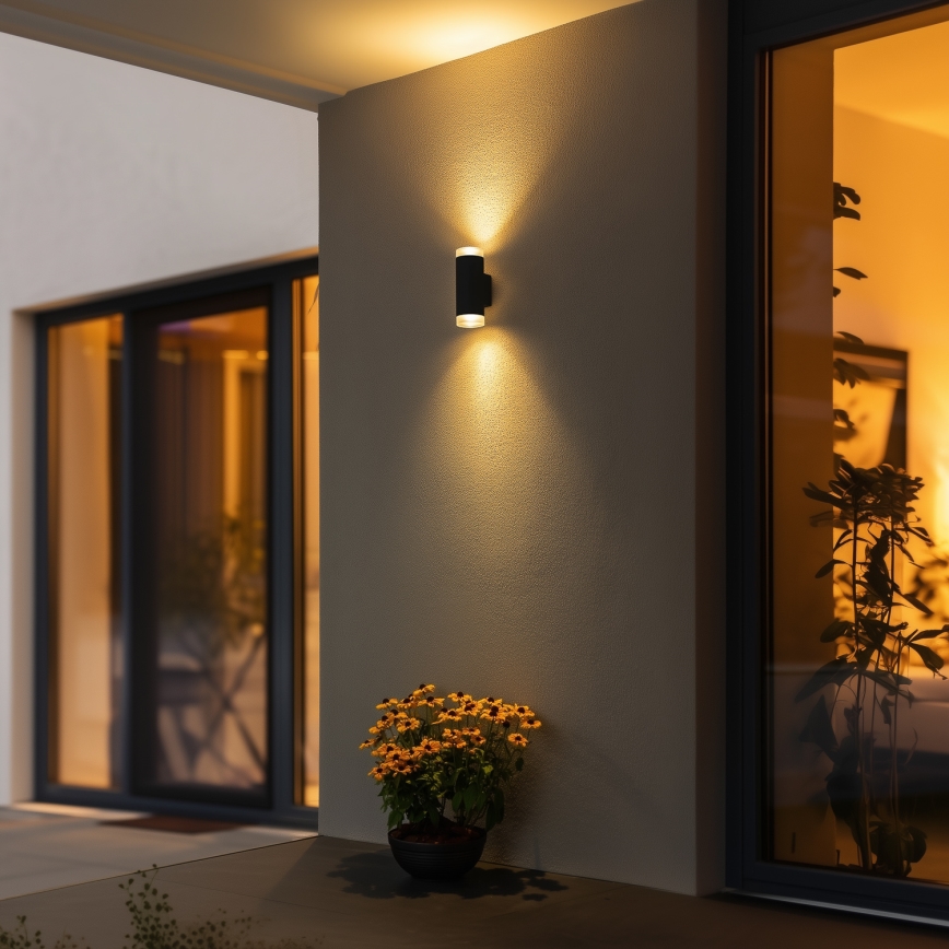 Brilagi - LED RGBW himmennettävä ulkoseinävalaisin MATERA 2xGU10/6W/230V 3000K IP54 musta + kaukosäädin