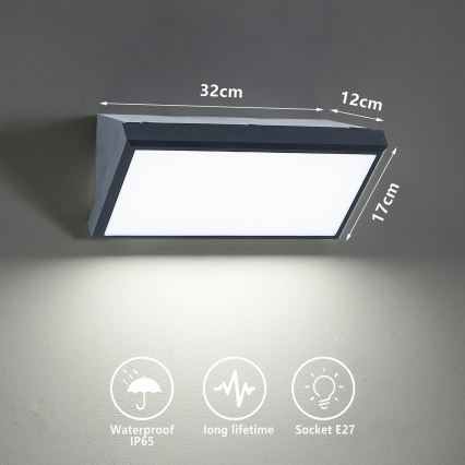 Brilagi - LED RGBW himmennettävä ulkoseinävalaisin TRIANGLE 1xE27/9W/230V 2700-6500K IP65 antrasiitti
