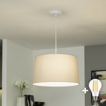 Brilagi - LED-riippuvalaisin CERIA vaijerilla 1xE27/40W/230V halkaisija 45 cm beige