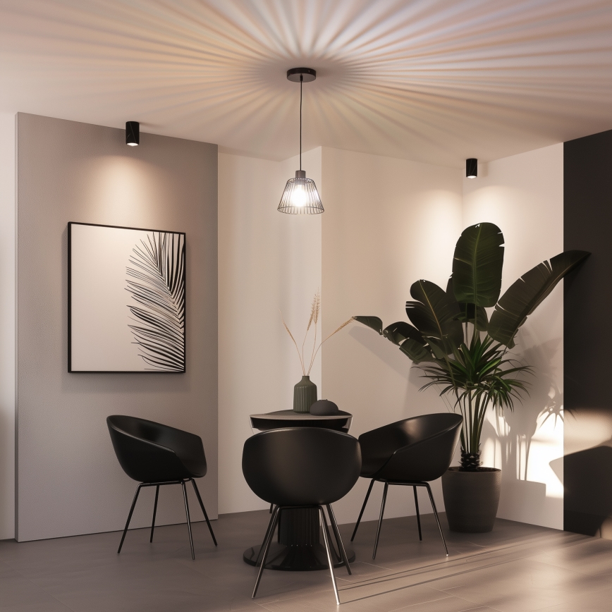 Brilagi - LED-riippuvalaisin CERIA WIRE vaijerilla 1xE27/40W/230V halkaisija 21 cm musta