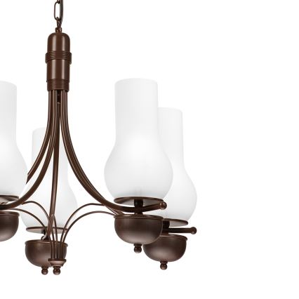 Brilagi - LED-riippuvalaisin ketjulla COTTAGE 5xE14/40W/230V tammi/valkoinen