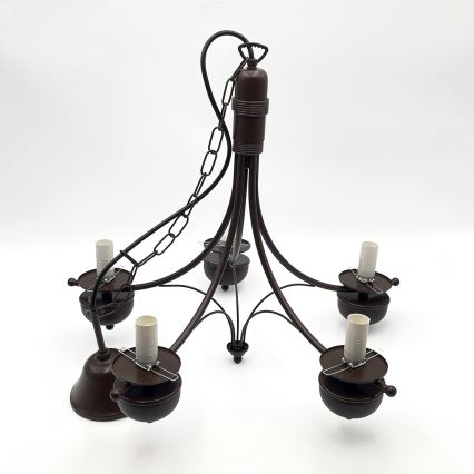 Brilagi - LED-riippuvalaisin ketjulla COTTAGE 5xE14/40W/230V tammi/valkoinen