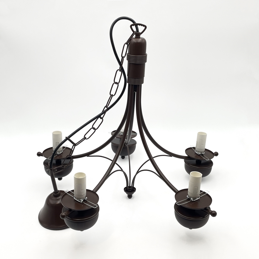 Brilagi - LED-riippuvalaisin ketjulla COTTAGE 5xE14/40W/230V tammi/valkoinen