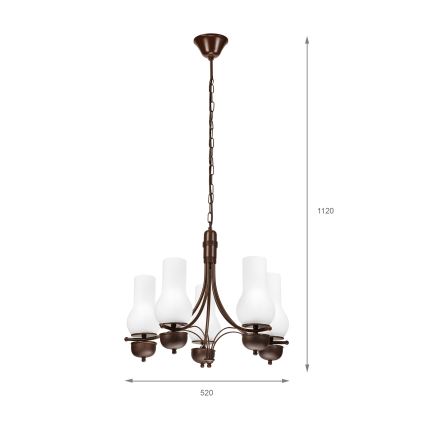 Brilagi - LED-riippuvalaisin ketjulla COTTAGE 5xE14/40W/230V tammi/valkoinen