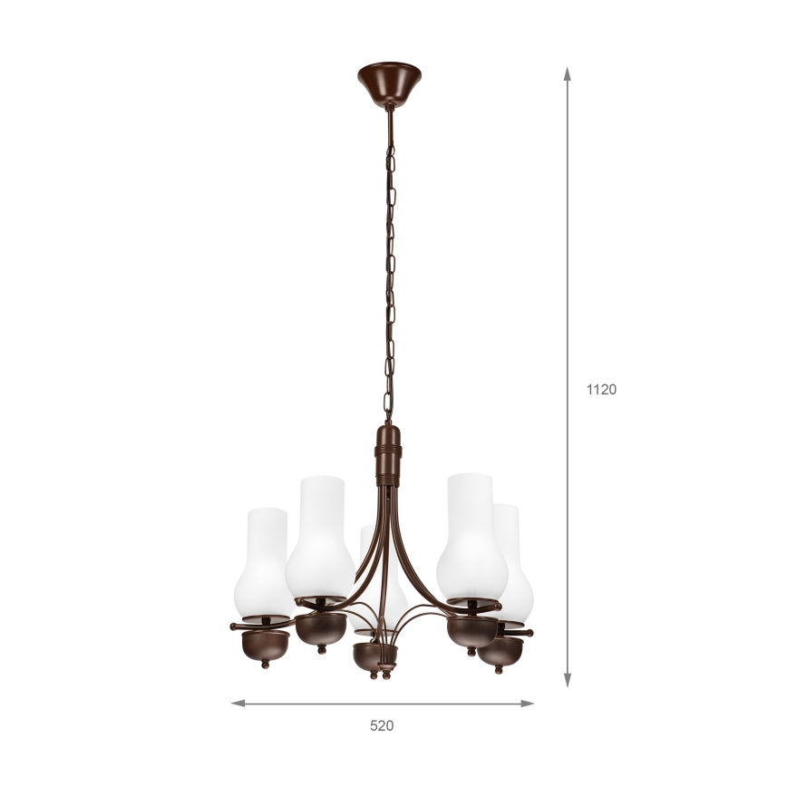 Brilagi - LED-riippuvalaisin ketjulla COTTAGE 5xE14/40W/230V tammi/valkoinen