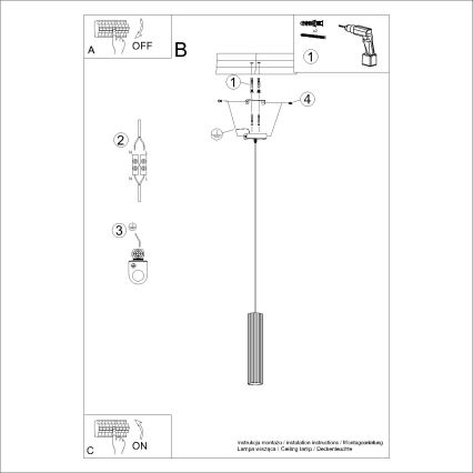 Brilagi - LED-riippuvalaisin CRESTO kaapelilla 1xGU10/10W/230V, kultainen