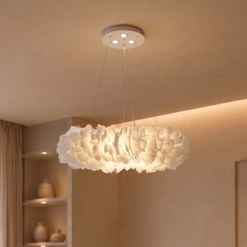 BRILAGI - LED-riippuvalaisin FEATHER, kaapelikiinnitys, 3xE27/40W/230V + 3xLED/3W, Ø 50 cm, valkoinen