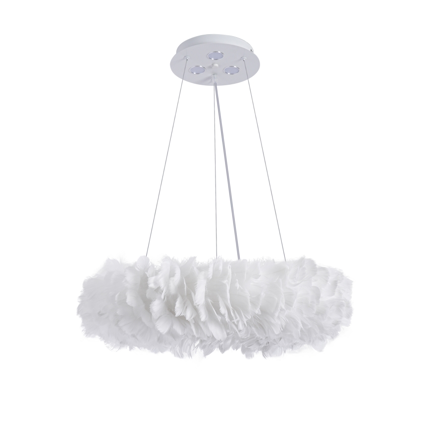 BRILAGI - LED-riippuvalaisin FEATHER, kaapelikiinnitys, 3xE27/40W/230V + 3xLED/3W, Ø 50 cm, valkoinen