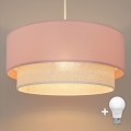 Brilagi - LED-riippuvalaisin johdolla BOHO BOBO 1xE27/60W/230V halkaisija 40 cm vaaleanpunainen/kerma