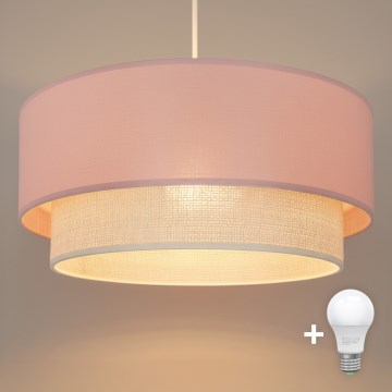 Brilagi - LED-riippuvalaisin johdolla BOHO BOBO 1xE27/60W/230V halkaisija 40 cm vaaleanpunainen/kerma