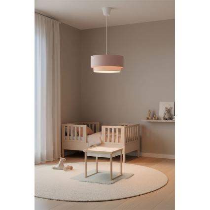 Brilagi - LED-riippuvalaisin johdolla BOHO BOBO 1xE27/60W/230V halkaisija 40 cm vaaleanpunainen/kerma